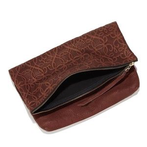 NWT Alex and Ani Gabriel Leather Fold Over Clutch, Brown
